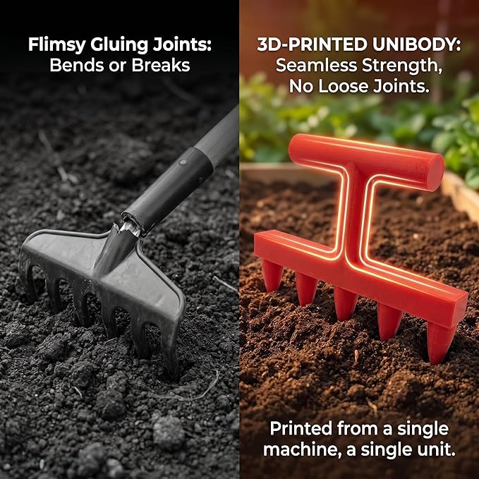 3D Printed 5-Prong Seed Dibber Gardening Tool, Unibody Hand Seeding Punch & Plant Hole Digger for Raised Beds, Seed Spacing Tool & Garden Row Maker, 7.1" x 4.7" (Green)