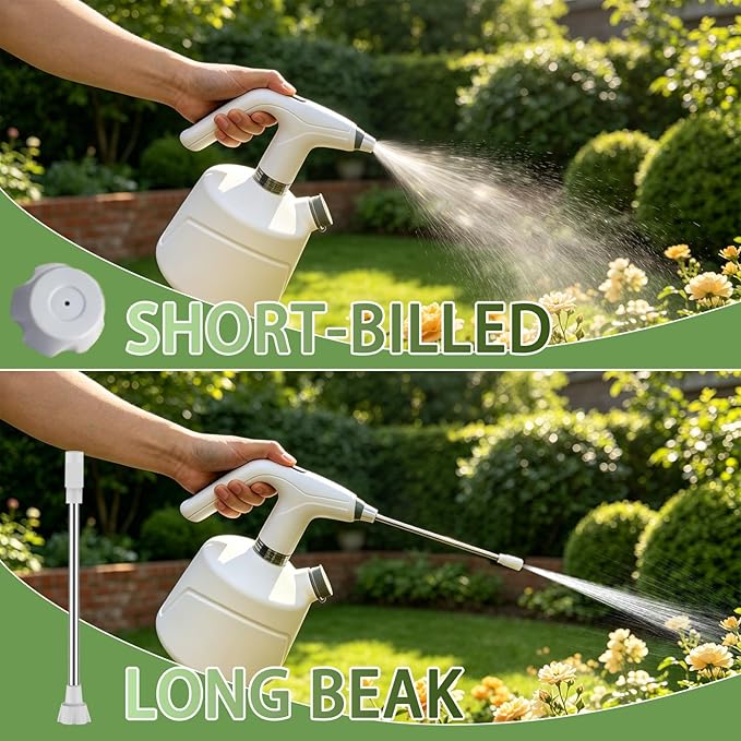 Electric Spray Bottle, 0.5 Gallon Battery Powered Plant Mister with Extended Wand, 2000mAh USB Rechargeable Automatic Garden Sprayer, Adjustable Spout Continuous Water Sprayer for Indoor Houseplants