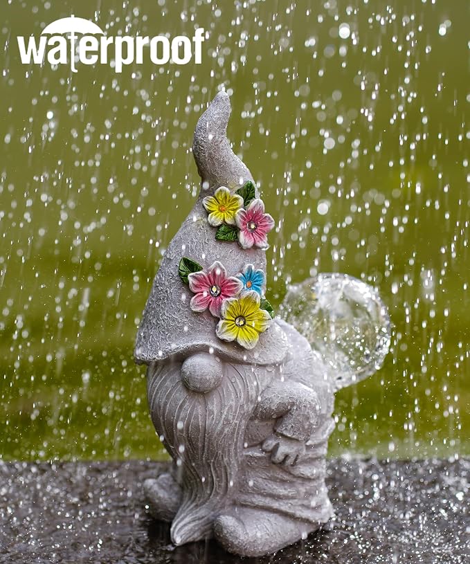 Qeeman Garden Decor Gnome Blow Bubbles: Outdoor Decorations Yard Art Statues for Patio Balcony Lawn Figurine - Gifts for Mom Grandma