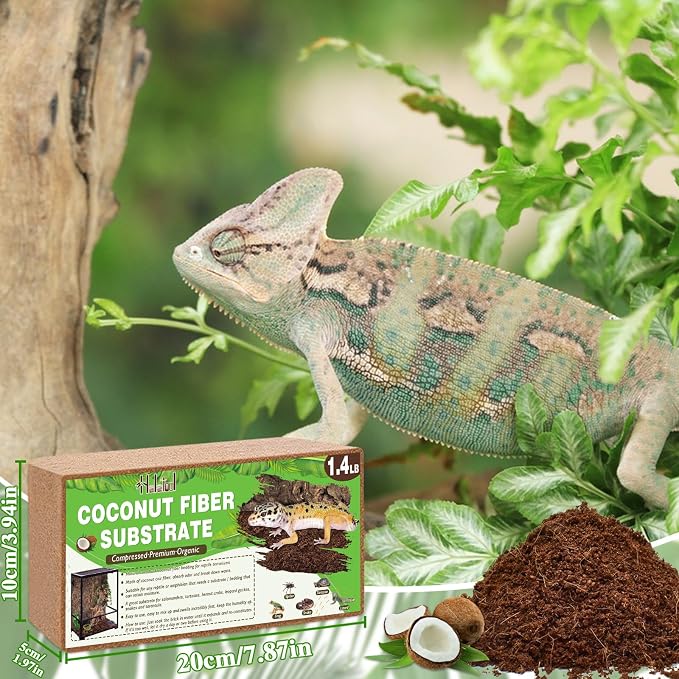 Halatool Coconut Fiber Substrate 2 Pack,Organic Reptile Tank Compressed Substrate & Bedding for Leopard Gecko Tortoise Snake Lizard Hermit Crab Tarantula Frog