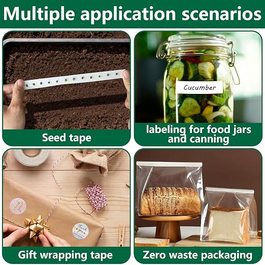codree 131 Ft Water Soluble Seed Tape, Quickly Dissolves in Water Planting Vegetable Seeds Tape, Biodegradable Water-Soluble Flower Plant Tapes for Gardening Labels Packaging