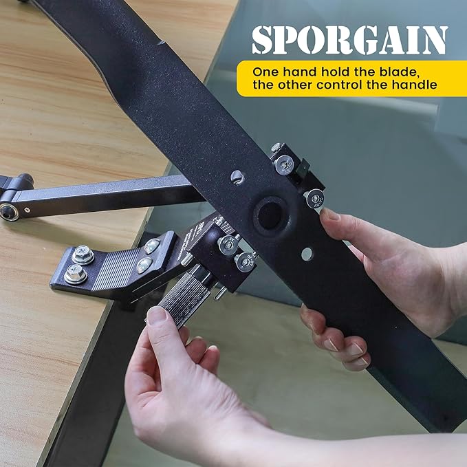SporGain Lawn Mower Blade Sharpener and Lawn Mower Blade Balancer, Lawnmower Blade Sharpener 15°-45° Adjustable with Lawnmower Blade Balancer Kit Suit for Many Types of Mower Blade, Black