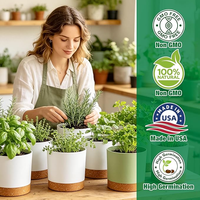 8 Herb Garden Kit - Indoor Herbs Seeds Growing Kit Gardening Gift Birthday Housewarming Christmas Gift for Women Her Men Retirement, Complete Starter Set with Organic Seeds for Beginner