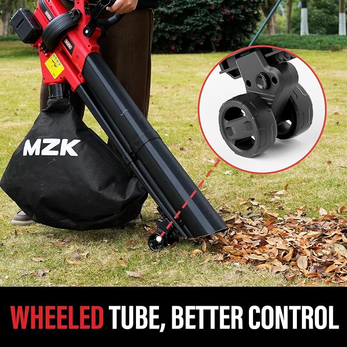 MZK 40V Cordless Leaf Blower Vacuum Mulcher, 3-in-1 Battery Powered Leaf Vacuum with 40L Bag, 600 CFM 160 MPH, 2×4.0Ah Batteries for Lawn, Yard Cleanup