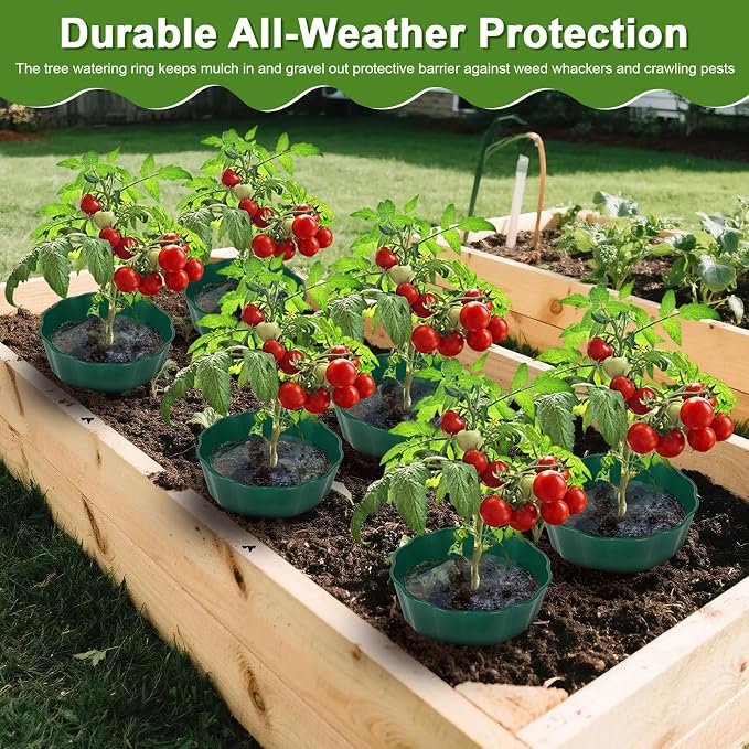 6 Pack Round Planting Grow Rings,10" Planting Protective Round Edging, Plant Support Rings to Protects Plants, Deep Watering Plant Collars for Vegetables Herbs Flowers (Green)