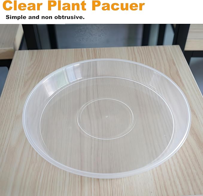 LWALRS Plant Saucer Tray 10 inch, 6 Pack Plastic Plant Saucers for Indoors Outdoor, Heavy Duty Drainage Drip Water Trays for Planter Pots Flower, Flower Saucers for Pots Base (10", Clear)