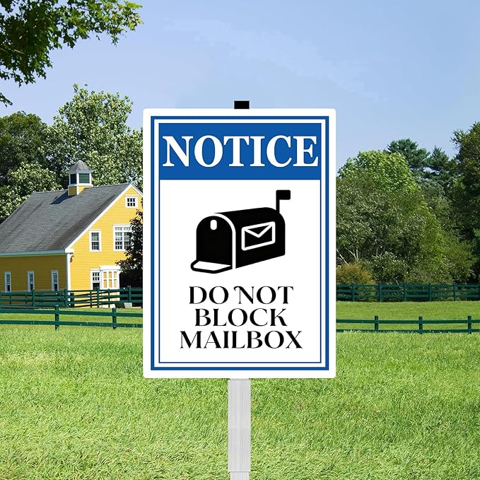 Notice Do Not Block Mailbox Yard Sign With Stakes No Parking in Front of Mail Box Do Not Park Postbox Rustproof Reflective Aluminum Courtyard Signs 8x12 IN