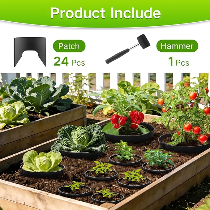 Anothera 24 Pieces Planting Grow Rings, Diameter Range 8.2-15.7 Inches, Interlocking Garden Plant Rings, Black Garden Rings for Plant Support and Soil Moisture Retention