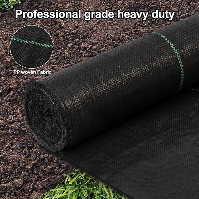 Jevrench 3.2oz Weed Barrier Landscape Fabric Heavy Duty, 4ft x 100ft Premium Garden Landscaping Fabric, Ground Cover Weed Control Fabric Outdoor Weed Mat Garden Lawn Fabric