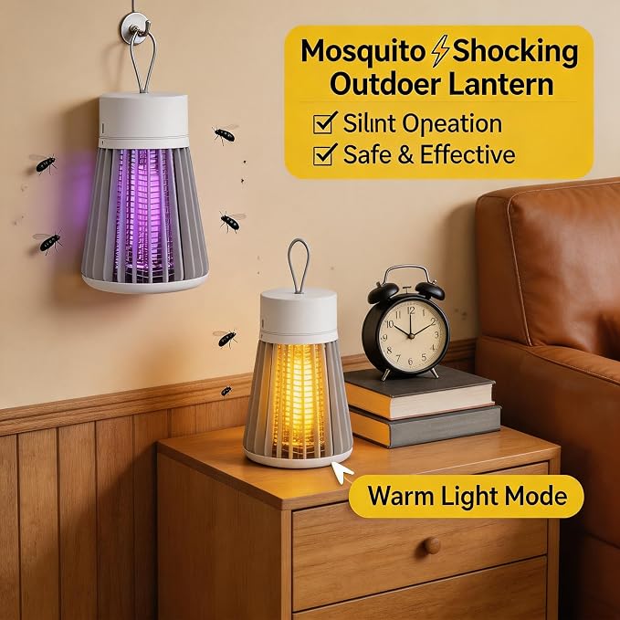 Bug Zapper Outdoor and Indoor Rechargeable 2 in 1 Wireless Mosquito Killer Lamp 1200mAh Electric Trap Ideal Bug Zapper Indoor for Patio, Home, Backyard, Yard, Garden, Campsite