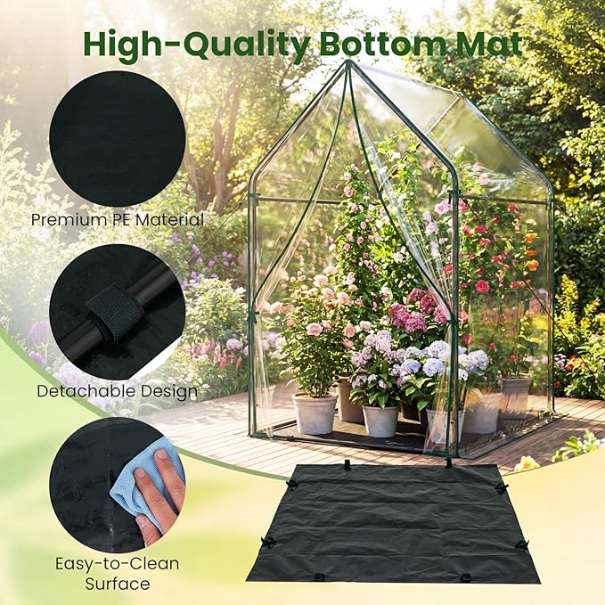 Giantex Mini Greenhouse, Outdoor Portable Green House with Sturdy Metal Frame, Ground Stakes & Wind Ropes, Clear Tent Small Greenhouse for Indoor Outdoor Plants (36"x36"x60")