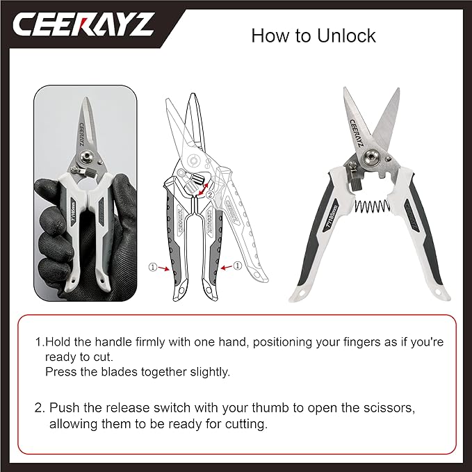 7" Scissors All Purpose, Heavy Duty, Multipurpose, for DIY Projects, Office, Production Lines, Pruning, with Protective Sheath and Magnetic Holder (White/Gray)