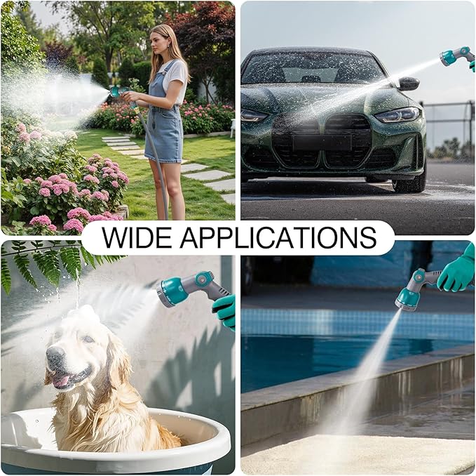 Retractable Garden Hose Reel 100 ft x 1/2" | Any Length Lock & 180°Swivel | All-weather Garden Hose Reel Wall Mount for Outside, Retractable Hose with 10-Pattern Nozzle for Cleaning, Watering