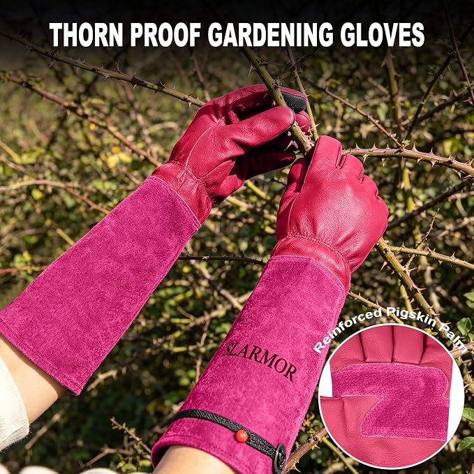 Long Gardening-Gloves Women/Men-Thorn proof Rose Pruning Heavy Duty Gauntlet, Best Garden Gifts for Gardener-M