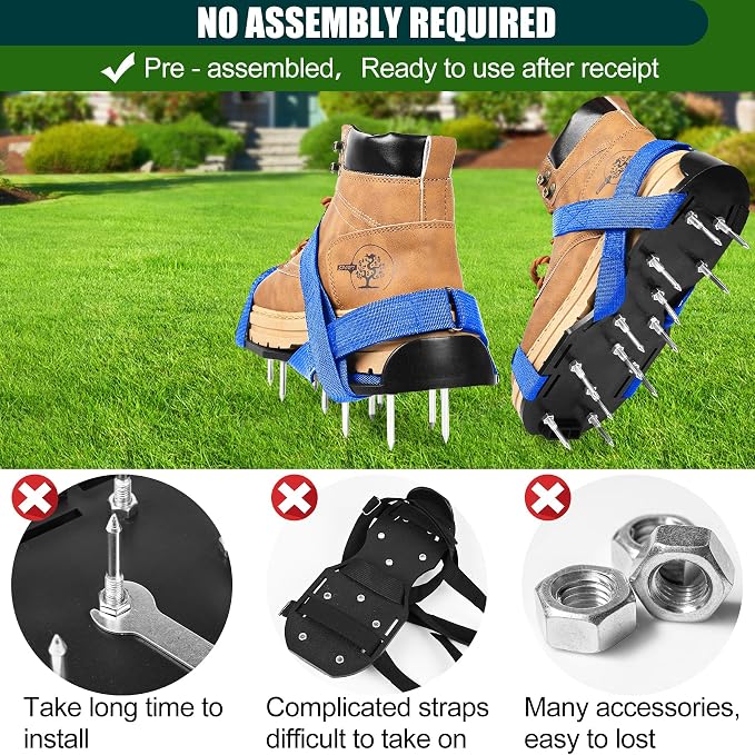 Miuwauer Lawn Aerator Shoes (Classic Version (Durable PP Sole), Black-Blue)