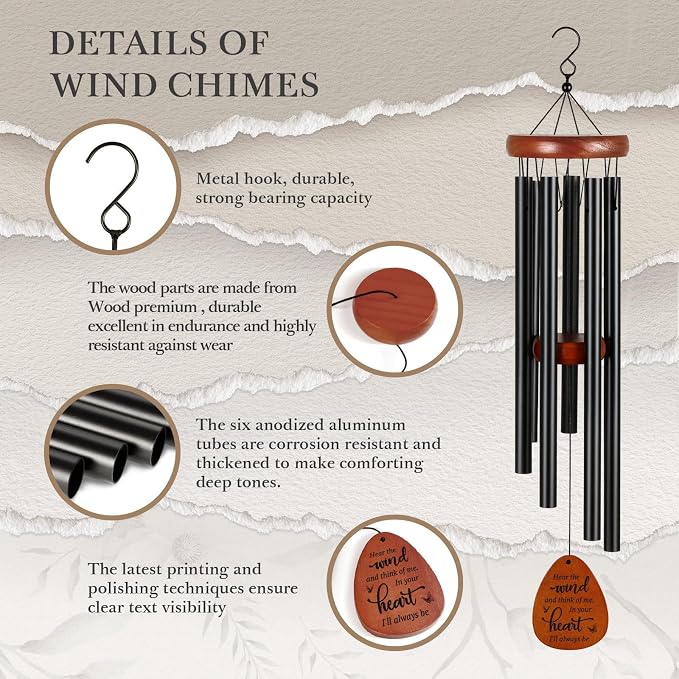 SteadStyle Sympathy Gifts for Loss of Loved One - Memorial Gifts Wind Chimes, Gifts for Who Loss of Dad, Mom, Brother, Friend, Sympathy Bereavement Gift Baskets Home Outdoor Garden Patio Decor 25.5 In
