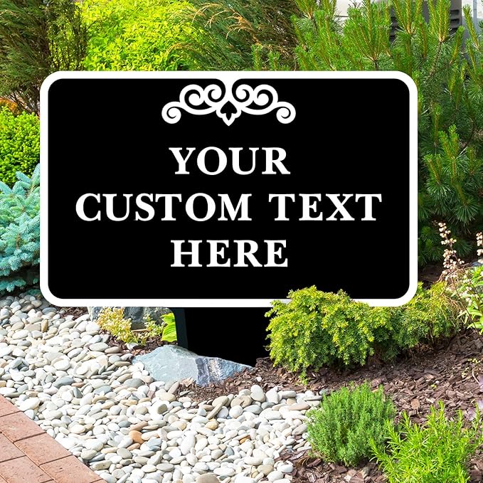 Personalized Aluminum Composite Yard Stake Sign, Custom Inground Rectangle Decor Indoor/Outdoor Sign, 12x15 Inches, ACM, Made in USA by Sigo Signs