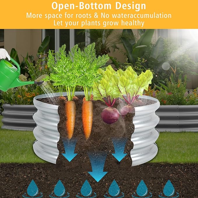 Gardeal Garden Galvanized Raised Garden Bed Kit - Metal Planter Boxes for Vegetables/Herbs/Flowers, Heavy-Duty Steel Outdoor Garden Box with Reinforced Edges(4X4X1FT)