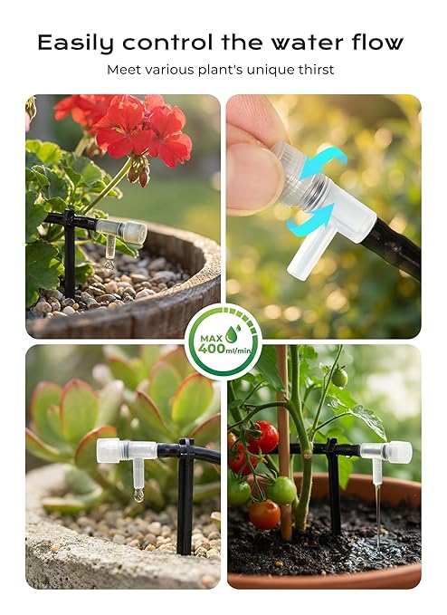 Solar Drip Irrigation System with USB Charging, 49FT Plant Watering Devices for 15 Potted Plants, Automatic Watering System IP44 Waterproof 2200mAh for Garden Farm Greenhouse(Black)