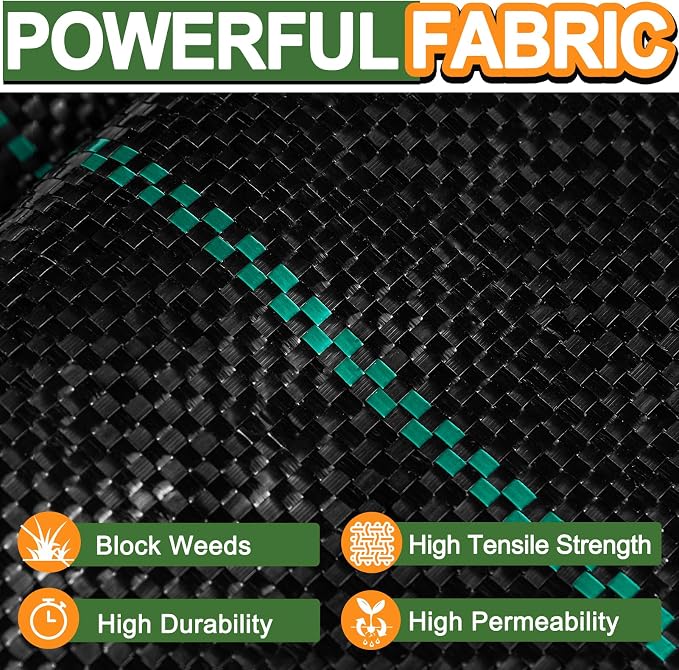 Winisok 4FT x 200FT Weed Barrier Landscape Fabric, 3.2oz Woven Garden Cloth, Heavy Duty Breathable Ground Cover for Landscaping, Gardening and Farming