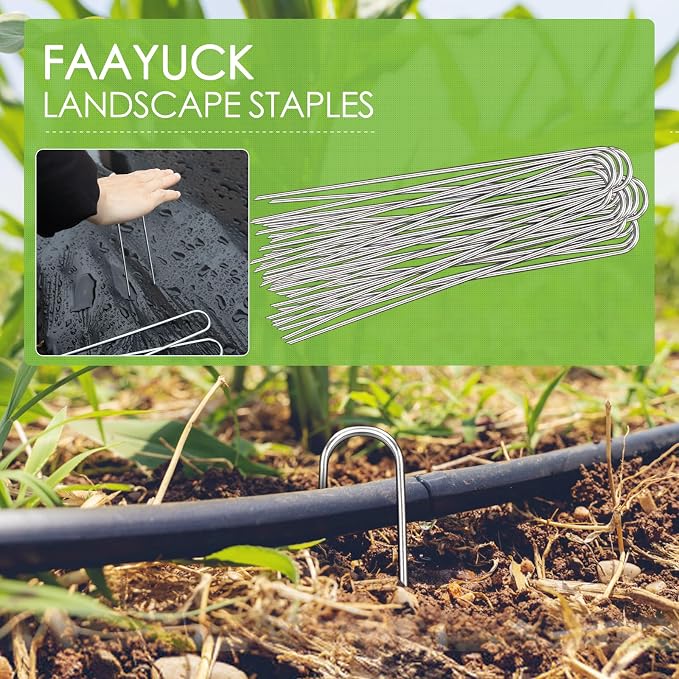 12 Inch Landscape Staples, 12/25/50/100 Pack Galvanized Garden Stakes, Heavy Duty 8 Gauge U-Shaped Ground Stakes for Weed Barrier Fabric, Irrigation Tubing, Fence, Outdoor Decorations