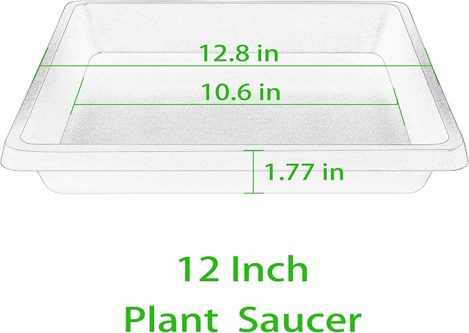 12 Inch 2 Pack Plant Saucer Square, Plant Saucers for Indoors and Outdoors, Flower Pot Saucers, Saucers for Potted Plants, Plant Water Catcher Trays for Pots (12"-Black)