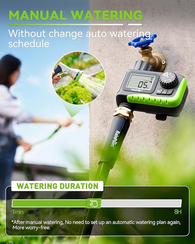 RAINPOINT Sprinkler Timer, Water Timer for Garden Hose, Garden Hose Timers for Watering, Irrigation with Manual Watering/Rain Delay for Outdoor Lawn & Yard