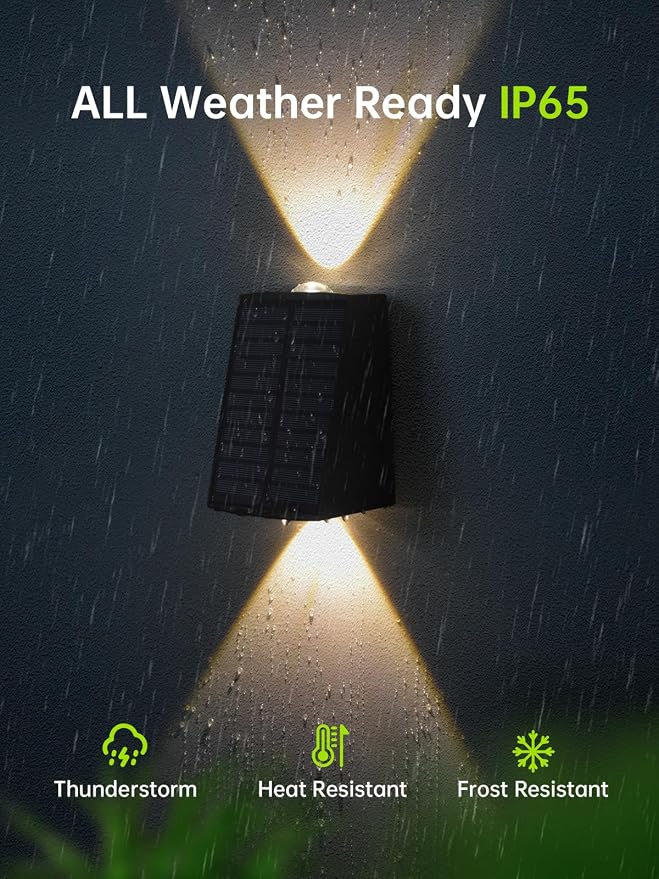 Mrzxy Solar Lights Outdoor Waterproof Up and Down Solar Wall Lights Outdoor Dusk to Dawn for House, Garage, Exterior, Sconce