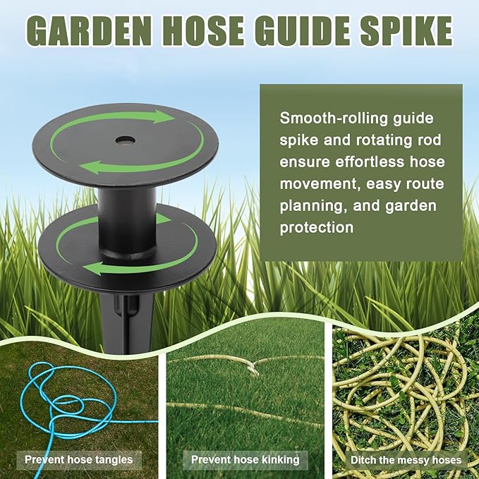 4 Pack Metal Garden Hose Guide Spike Decorative Watering Hose Guides Stakes Guards with Frog-Shaped Cast Iron for Lawn Yard Outside Plants Flower Beds Protection