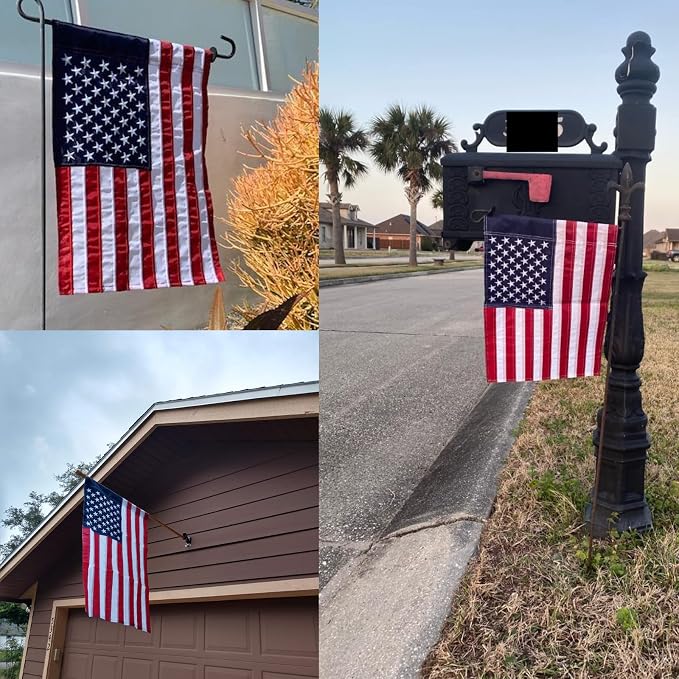 Bradford Embroidered American Garden Flag 12x18 Double Sided, Small American USA Garden Flag for Outside America Yard Lawn Heavy Duty