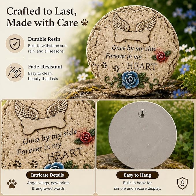 bechive Pet Memorial Stones for Loss of Dog, Memorials & Funerary Decorative Garden Stepping Stones for Outdoor, Dog Grave Headstones Marker, Pet Sympathy Bereavement Gift
