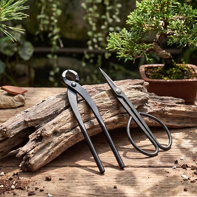 2 Pack Garden Scissors 7.9 Inches (200mm) Stainless Steel Bonsai Pruning Shears 8.2 Inches (210mm) with Comfy Grip Handle Trimming Scissors for Bonsai, Herbs, Flowers, Home