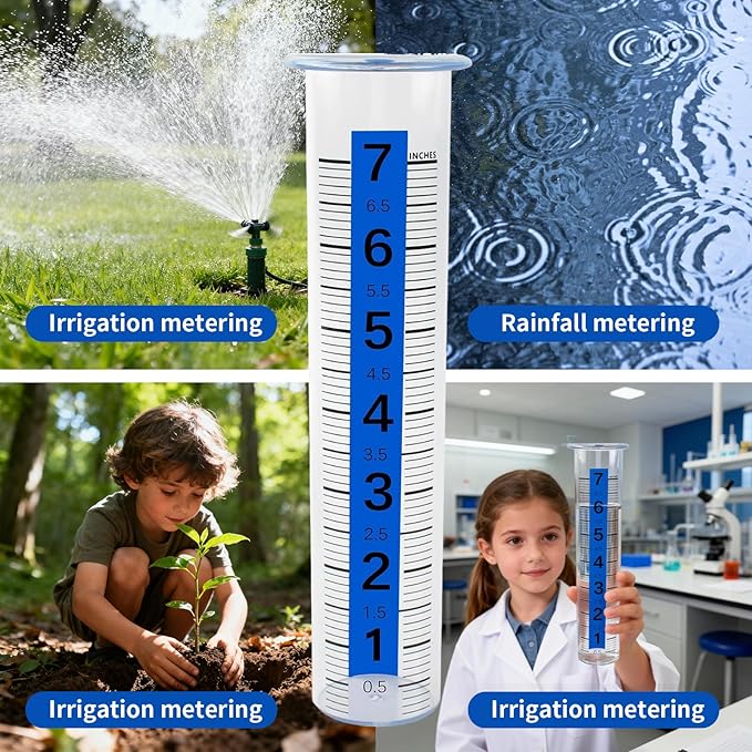 TBWHL Plastic Rain Gauge Replacement Tube 7" Easy to Read Freeze Proof Rain Gauges Outdoors Best Rated for Garden, Yard, Patio, 8.26 x 2.26 x 1.77 inches Cold Resistance Crack Resistance for Outdoor