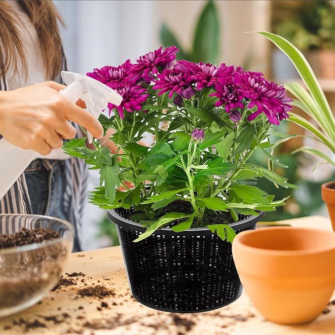 6 PCS 8.35'' Hydroponic Baskets, Large Plastic Garden Mesh Net Pot, Round Pond Containers, Hydroponic Pot Supplies Planting Grow Basket for Indoor Outdoor Grow Planting Supplies