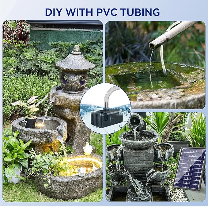 Antfraer 8W Solar Water Pump with Dry-Run Protection, Solar Bird Bath Fountain Pump Double-Layer Nozzles & 5Ft Tubing, Solar Fountain Pump for Small Pond, Garden, Patio & Outdoor Water Feature