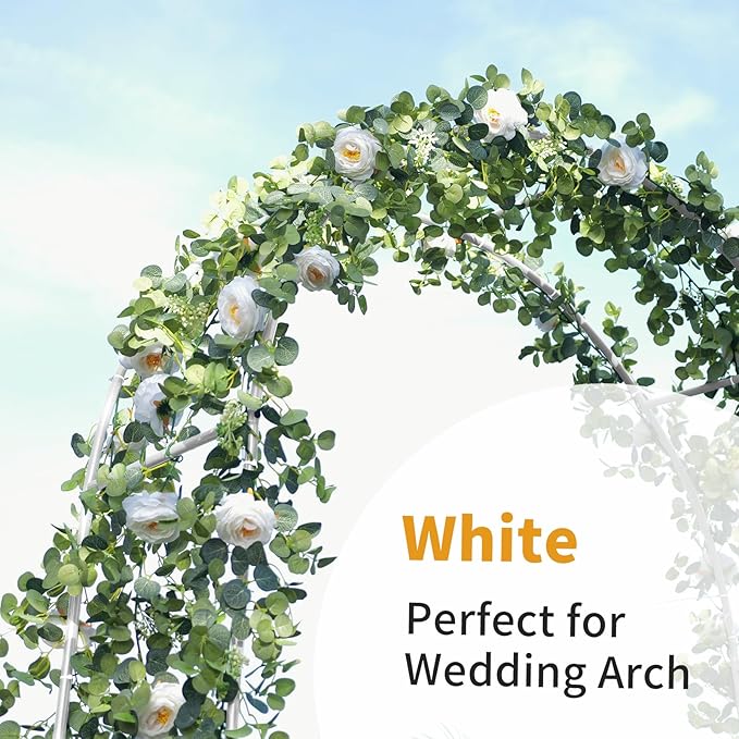 Mr.Ton 7.8ft White Wedding Arches, Bridal Party Decoration, Indoor Wedding Arch, Garden Arch Trellis for Climbing Plant Outdoor, 7.8Ft Wide x 6.4 Ft High