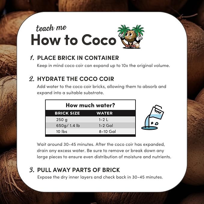 Mycelium Coco Coir Brick I Expandable Organic Coconut Fiber Substrate I Plants Potting Soil Mix for Indoor & Outdoor Gardening, Succulents & Cactus I OMRI Certified & Non-GMO Soil Alternative, 10lbs