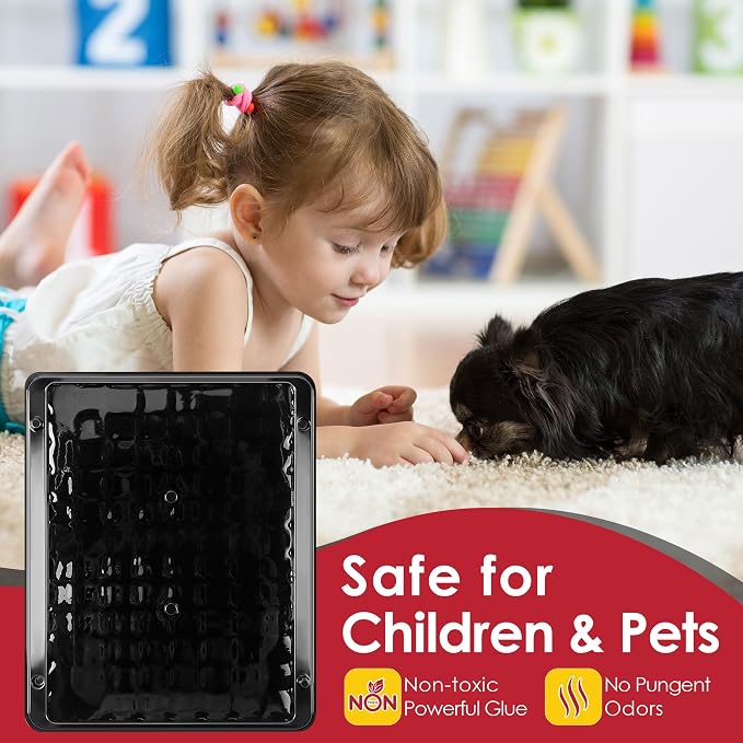Qualirey 8 Pack Jumbo Rat & Mouse Glue Traps, 11.8 X 9.84 in Large Heavy Duty Mouse Traps Indoor for Home, Pre Scented Adhesive Plastic Tray with for Spider, Snake, Mice, Kids and Pet Safe (Black)