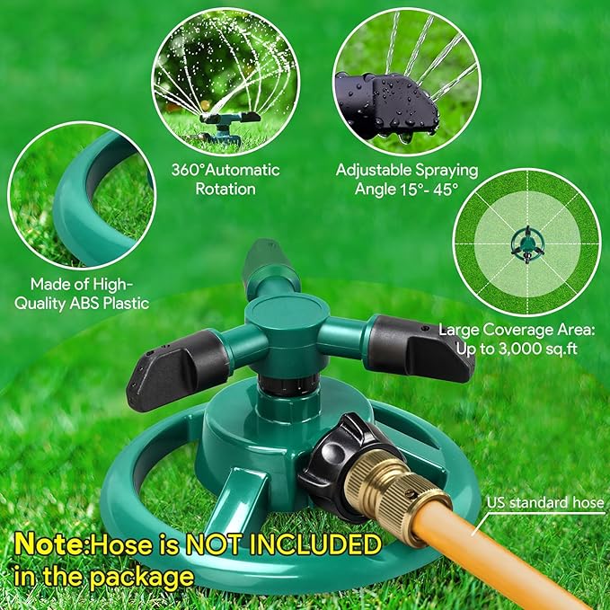 Sprinklers for Yard, Water Sprinkler for Lawn, 360 Degree Rotating Lawn Sprinkler for Yard Large Area, Sprinklers for Kids, Pets Playing