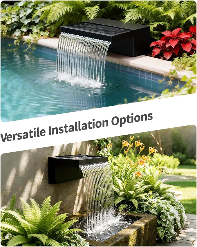 POPOSOAP 70W Solar Pond Waterfall Spillway with Pond Pump, Pond Spillway with 304 Stainless Steel & Filtration System & 9.8FT Tube for Pond Fountain Waterfall Garden Water Features-P5703S