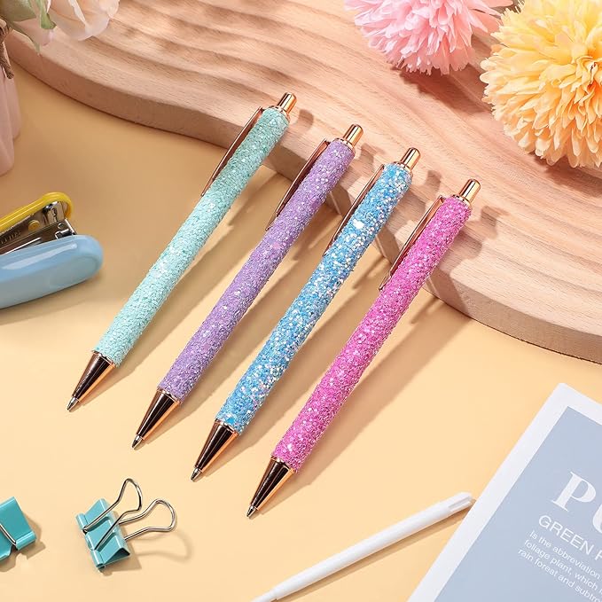 Epakh 4 Piece Air Release Weeding Pen Craft Retractable Adhesive Vinyl Tool Glitter Pin Pen Stainless Steel Weeding Tools for Vinyl for Bubble Removal DIY Craft Project(Glitter Color)