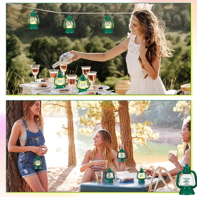 VIHOSE 24 Pcs Mini Camp Bachelorette Lanterns Decor Bulk Camping Bachelorette Party Favors 4 Inch Small Lantern Table Centerpiece Camp Bach Hanging Lamp Ornaments for Camping Party Decorations