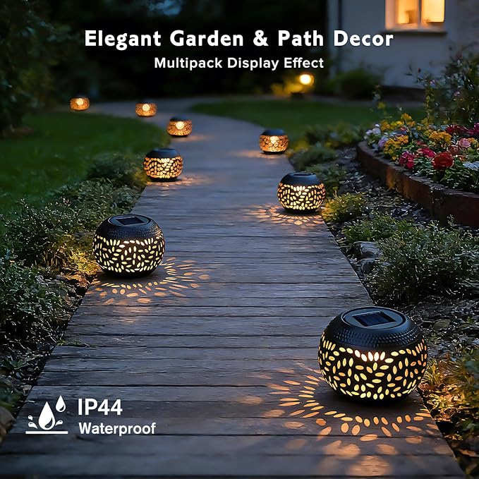 JMEXSUSS Solar Lanterns Outdoor Waterproof, Gifts for Women Mom Grandma, Outdoor Solar Lanterns for Porch Table Outside Patio Garden Camping Yard Wedding, Black