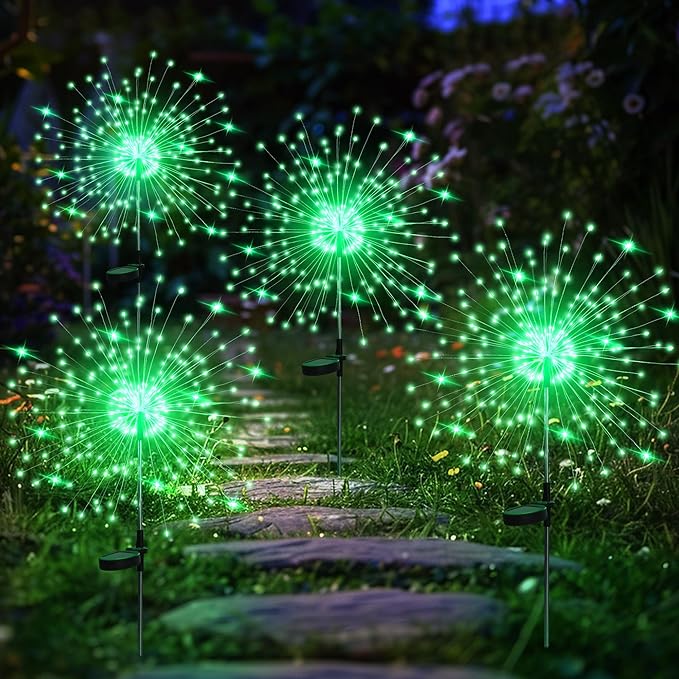 GIGALUMI Garden Outdoor Decor Lights 120LED 4Pack, Solar Garden Lights for Yard Outside Fairy Decorative,Solar Powered for Yard Pathway Flowerbed Planter Balcony Patio Decor（Green）