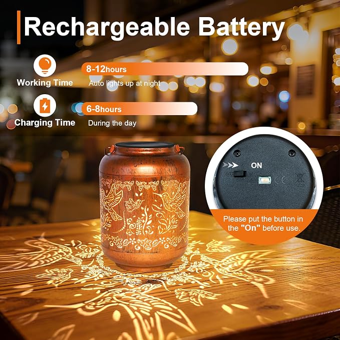 4Pack Hummingbird Solar Lanterns Outdoor Waterproof Christmas Gifts for Women Mom Grandma Garden Decor Metal Hanging Solar Lights for Yard Hummingbird Birthday Gardening Gifts