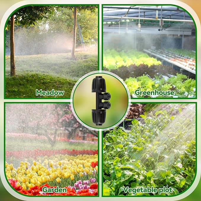 Kalolary 10PCS 1/2'' to 1/4'' Barbed Tee Quick Connector, Push-to-Fit Drip Irrigation Fittings Anti-Leak Locked Splitter Fitting for Irrigation Tubing with 4-Way Connector& 4 Plugs