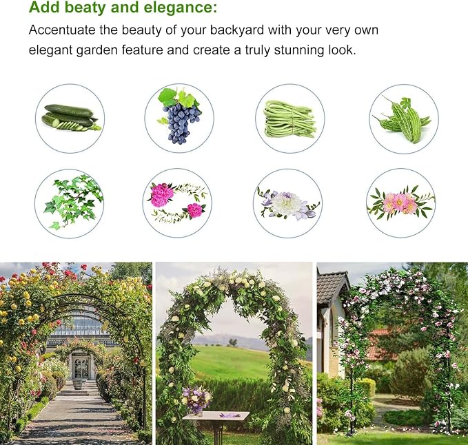 Metal Pergola Arbor, 4.6 Feet Wide x7.9 Feet High,Assemble Freely Lightweight Wide Garden Arch for Various Climbing Plant Wedding Garden Arch Bridal Party Decoration Wide Arbor,Green
