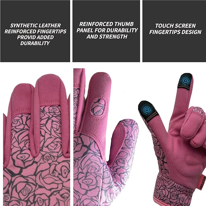 Gardening Gloves,Women Yard Work Garden Glove,Gifts | Thorn Proof,Puncture Resistant,Touchscreen,Gift,Leather,Spandex