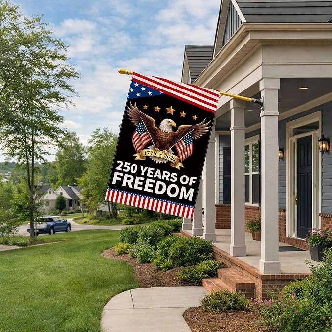 250th Anniversary America Garden Flag, 250 Anniversary USA Flag Patriotic Banner 250 Years of Freedom Yard Sign Eagle Design 4th of July Double-Sided Waterproof 1776-2026 Commemorative Flag (28x40 Inch)