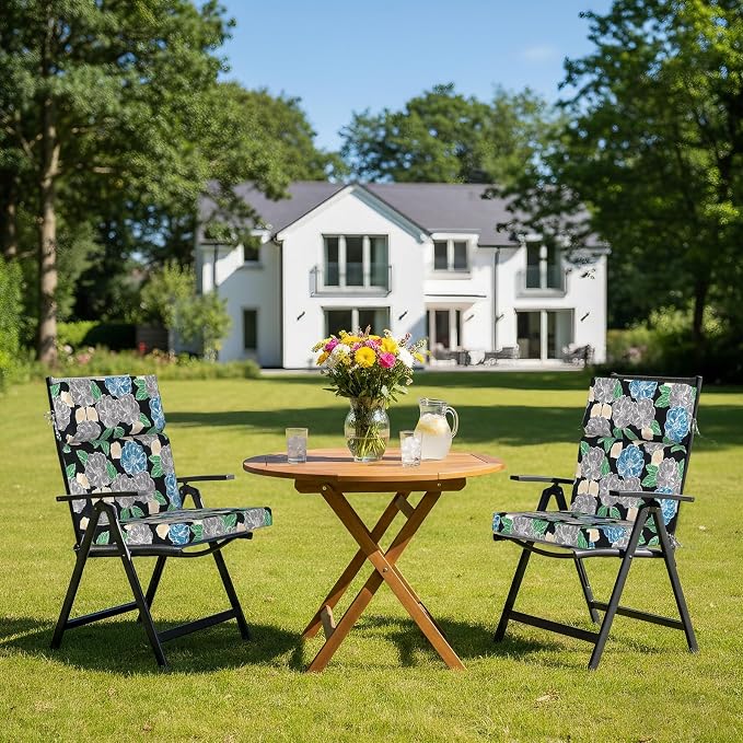 DYTXIII Outdoor High Back Chair Cushions Set of 2, 44"x22" Water Repellent Patio Seat Cushions with Elastic Sponge, All Weather Chair Pads for Rocking, Dining Chairs, Patio Furniture - Peony Garden